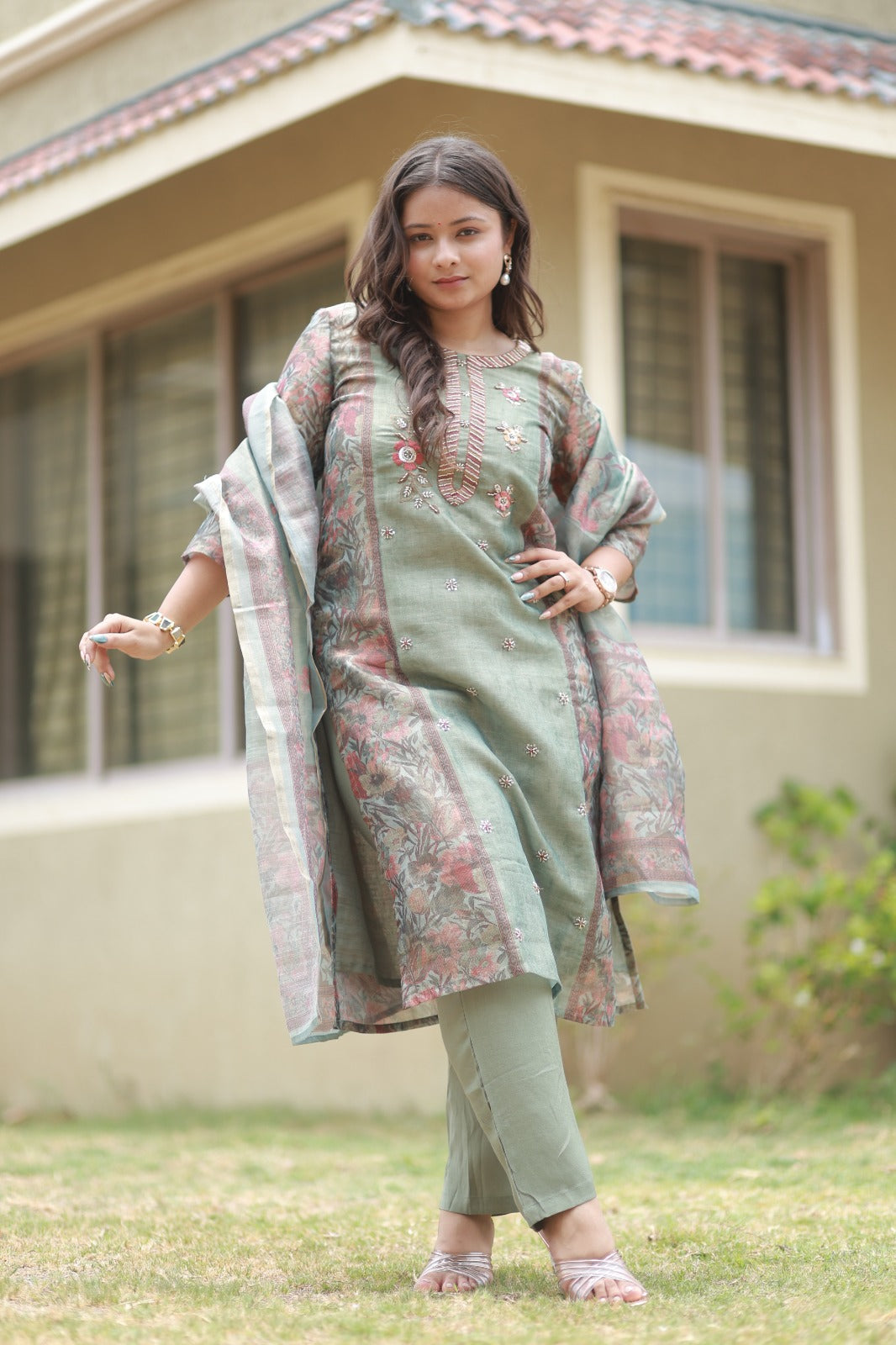 Sage Garden Printed Suit Set