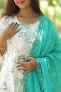 Aqua Bloom Embroidered Suit set