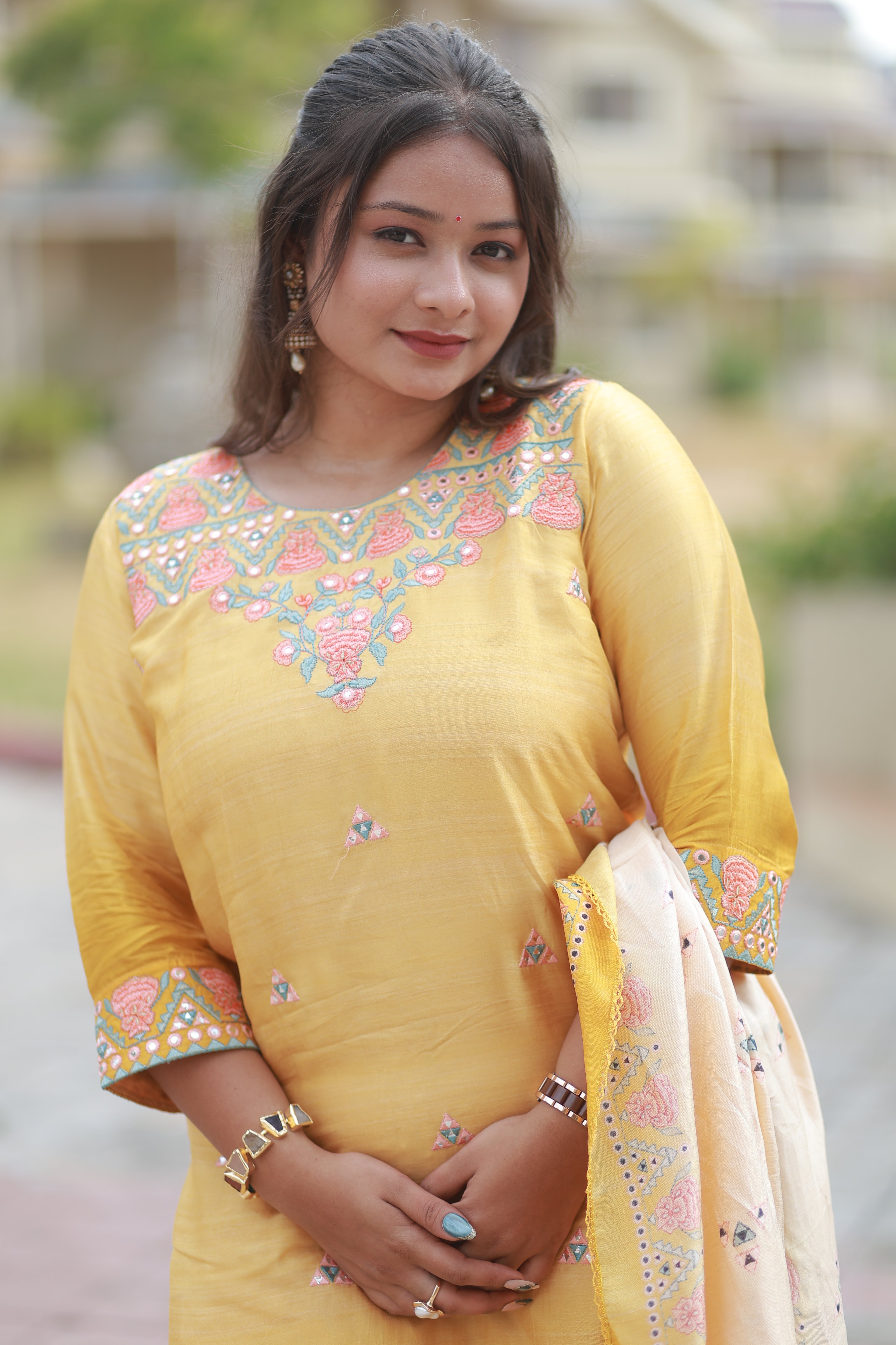 Champagne Grace Embroidered Suit Set