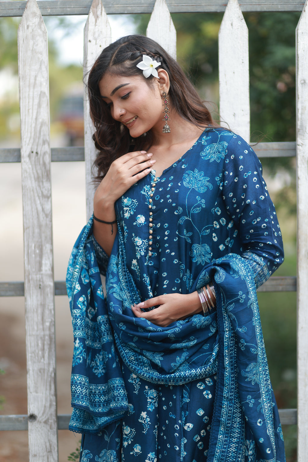 Aqua Bloom Embroidered Suit Set