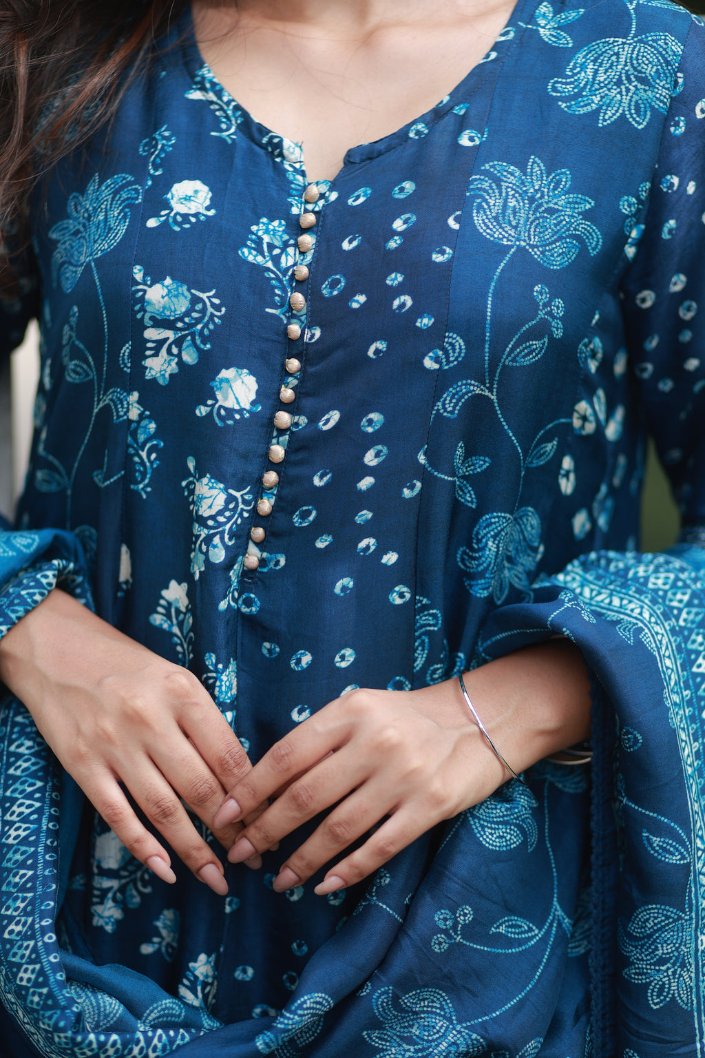 Aqua Bloom Embroidered Suit Set